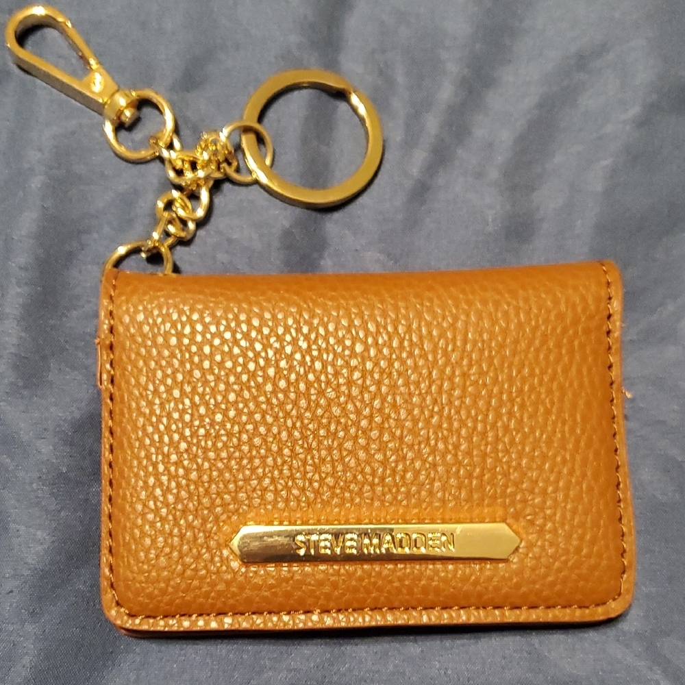 Steve Madden Tan Card Holder with Gold Accents